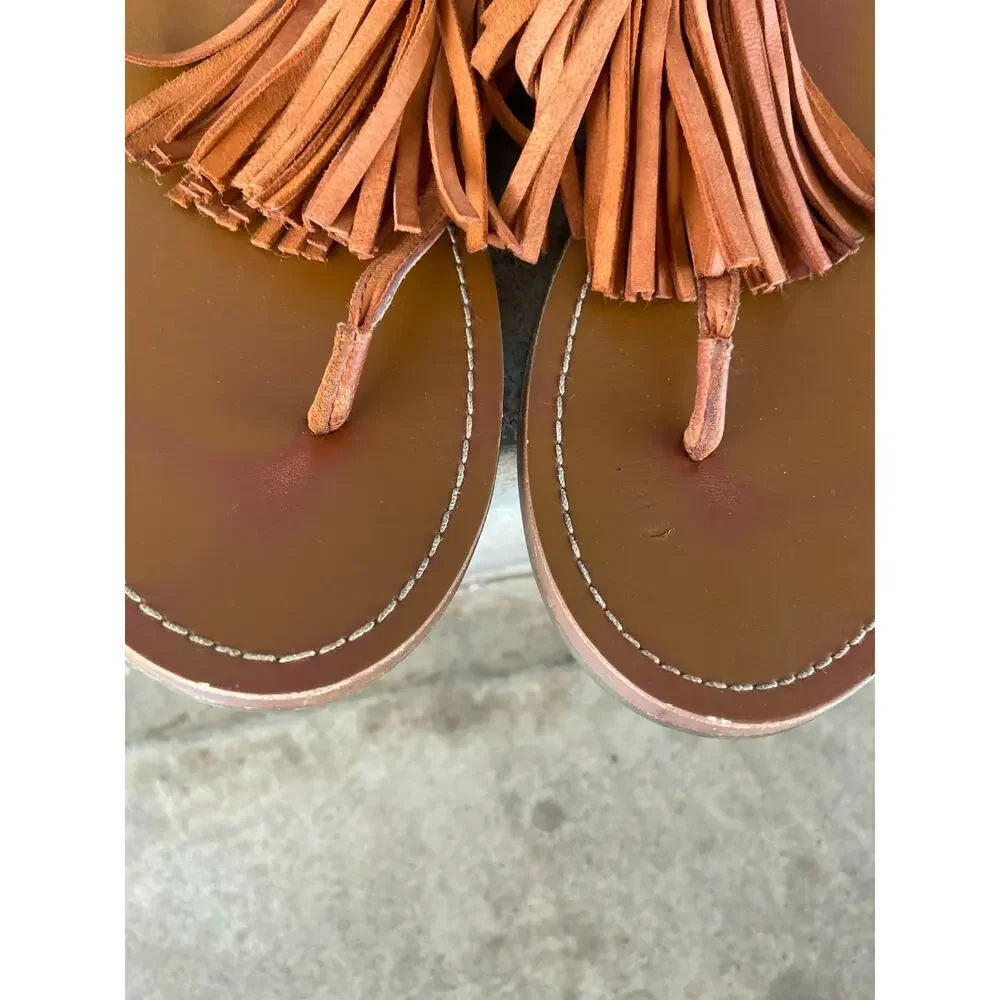 Lucky Brand tan leather tasseled thong flat sandal - Picture 7 of 7